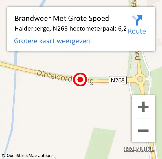 Locatie op kaart van de 112 melding: Brandweer Met Grote Spoed Naar Halderberge, N268 hectometerpaal: 6,2 op 2 december 2022 00:40
