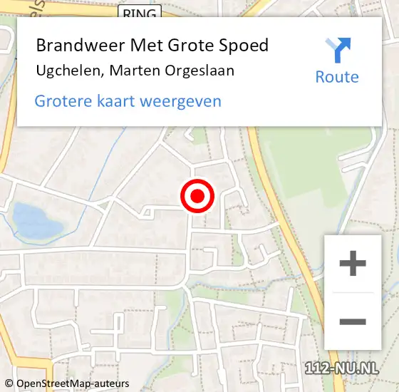 Locatie op kaart van de 112 melding: Brandweer Met Grote Spoed Naar Ugchelen, Marten Orgeslaan op 2 december 2022 00:46