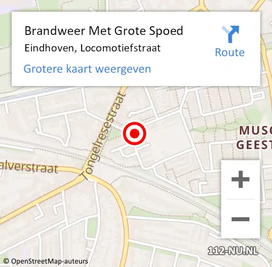 Locatie op kaart van de 112 melding: Brandweer Met Grote Spoed Naar Eindhoven, Locomotiefstraat op 2 december 2022 01:23