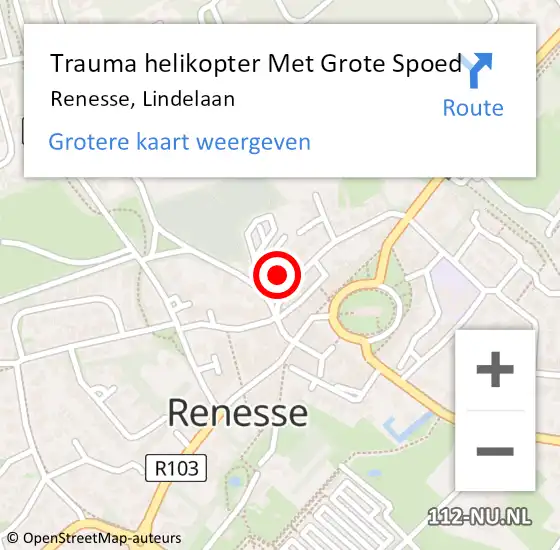Locatie op kaart van de 112 melding: Trauma helikopter Met Grote Spoed Naar Renesse, Lindelaan op 2 december 2022 01:29