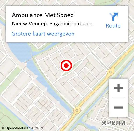 Locatie op kaart van de 112 melding: Ambulance Met Spoed Naar Nieuw-Vennep, Paganiniplantsoen op 2 december 2022 02:08