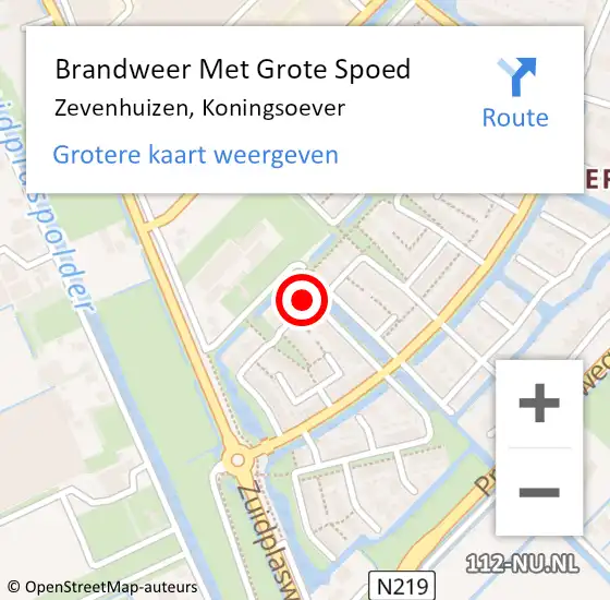 Locatie op kaart van de 112 melding: Brandweer Met Grote Spoed Naar Zevenhuizen, Koningsoever op 2 december 2022 02:31