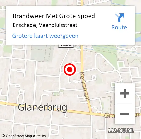 Locatie op kaart van de 112 melding: Brandweer Met Grote Spoed Naar Enschede, Veenpluisstraat op 2 december 2022 02:32