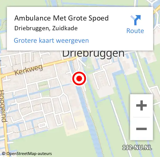 Locatie op kaart van de 112 melding: Ambulance Met Grote Spoed Naar Driebruggen, Zuidkade op 6 augustus 2014 23:28