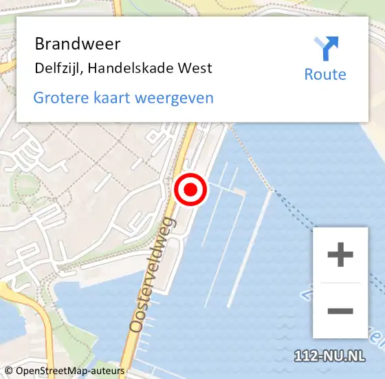 Locatie op kaart van de 112 melding: Brandweer Delfzijl, Handelskade West op 2 december 2022 05:18