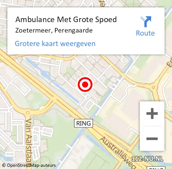 Locatie op kaart van de 112 melding: Ambulance Met Grote Spoed Naar Zoetermeer, Perengaarde op 2 december 2022 05:32