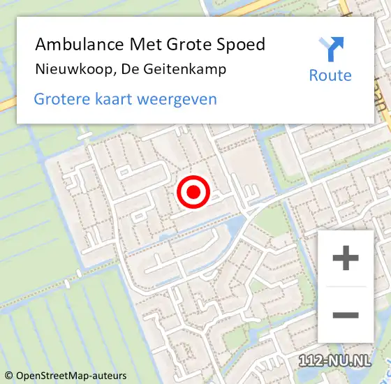 Locatie op kaart van de 112 melding: Ambulance Met Grote Spoed Naar Nieuwkoop, De Geitenkamp op 2 december 2022 05:49
