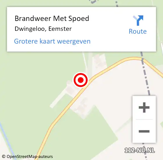 Locatie op kaart van de 112 melding: Brandweer Met Spoed Naar Dwingeloo, Eemster op 2 december 2022 06:29