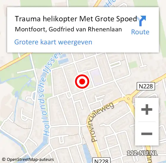 Locatie op kaart van de 112 melding: Trauma helikopter Met Grote Spoed Naar Montfoort, Godfried van Rhenenlaan op 2 december 2022 06:45