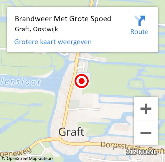 Locatie op kaart van de 112 melding: Brandweer Met Grote Spoed Naar Graft, Oostwijk op 2 december 2022 06:58