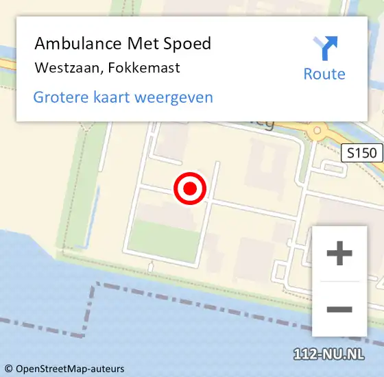 Locatie op kaart van de 112 melding: Ambulance Met Spoed Naar Westzaan, Fokkemast op 2 december 2022 07:05
