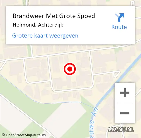 Locatie op kaart van de 112 melding: Brandweer Met Grote Spoed Naar Helmond, Achterdijk op 2 december 2022 07:28