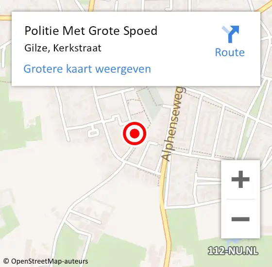 Locatie op kaart van de 112 melding: Politie Met Grote Spoed Naar Gilze, Kerkstraat op 2 december 2022 08:01