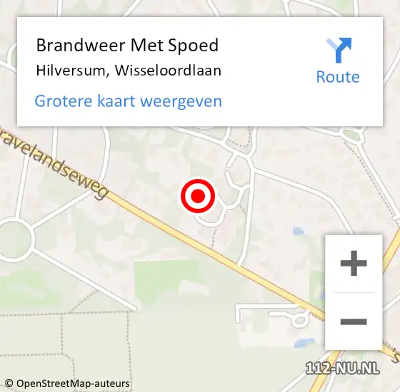 Locatie op kaart van de 112 melding: Brandweer Met Spoed Naar Hilversum, Wisseloordlaan op 2 december 2022 08:54