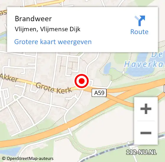 Locatie op kaart van de 112 melding: Brandweer Vlijmen, Vlijmense Dijk op 7 augustus 2014 00:04