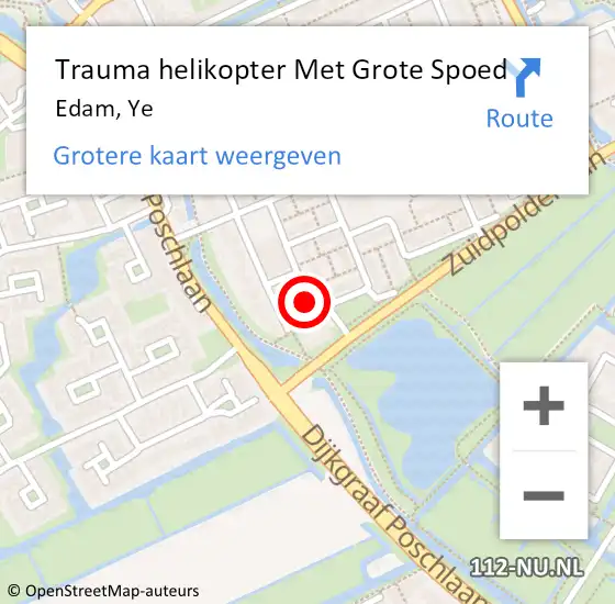 Locatie op kaart van de 112 melding: Trauma helikopter Met Grote Spoed Naar Edam, Ye op 2 december 2022 08:59