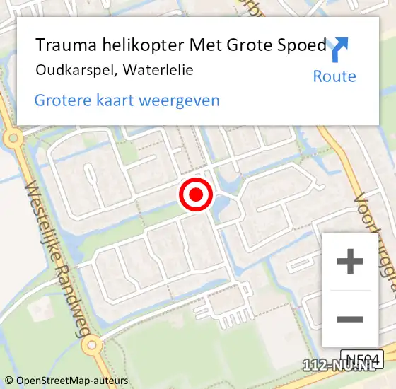 Locatie op kaart van de 112 melding: Trauma helikopter Met Grote Spoed Naar Oudkarspel, Waterlelie op 2 december 2022 09:10