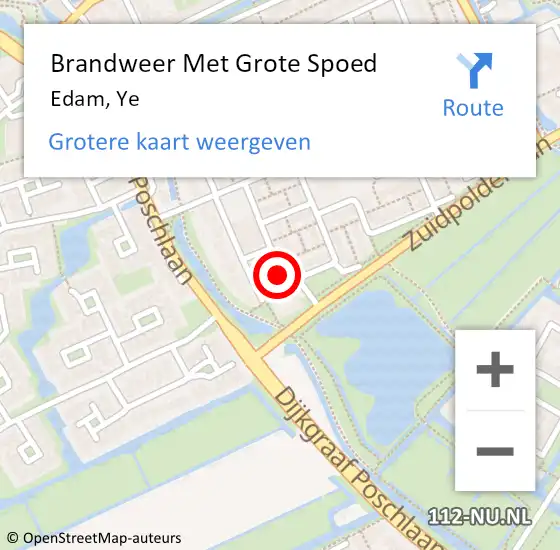 Locatie op kaart van de 112 melding: Brandweer Met Grote Spoed Naar Edam, Ye op 2 december 2022 09:11