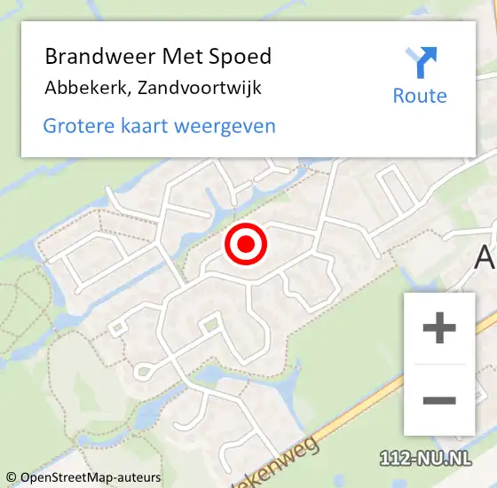 Locatie op kaart van de 112 melding: Brandweer Met Spoed Naar Abbekerk, Zandvoortwijk op 2 december 2022 09:20
