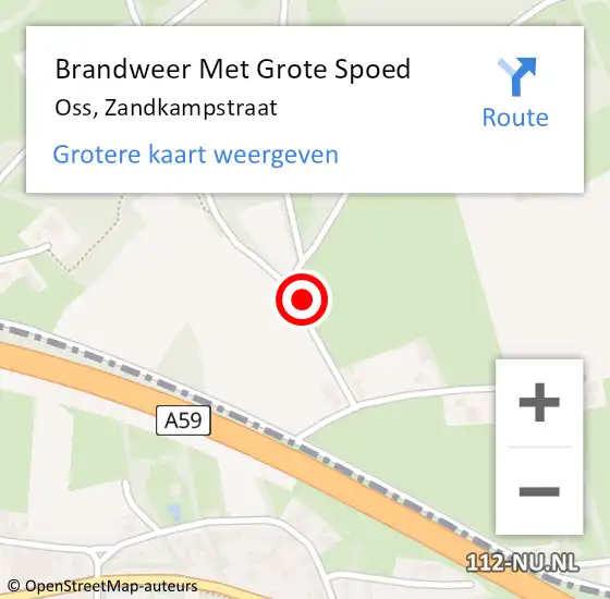 Locatie op kaart van de 112 melding: Brandweer Met Grote Spoed Naar Oss, Zandkampstraat op 2 december 2022 09:25