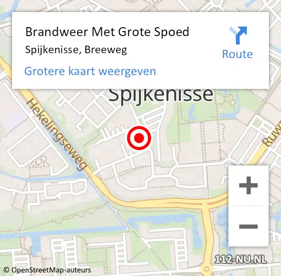 Locatie op kaart van de 112 melding: Brandweer Met Grote Spoed Naar Spijkenisse, Breeweg op 2 december 2022 09:36