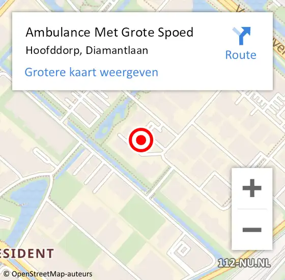 Locatie op kaart van de 112 melding: Ambulance Met Grote Spoed Naar Hoofddorp, Diamantlaan op 2 december 2022 09:39