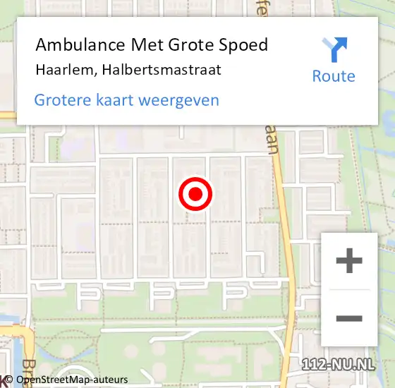 Locatie op kaart van de 112 melding: Ambulance Met Grote Spoed Naar Haarlem, Halbertsmastraat op 2 december 2022 09:44