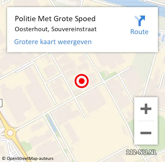 Locatie op kaart van de 112 melding: Politie Met Grote Spoed Naar Oosterhout, Souvereinstraat op 2 december 2022 10:18