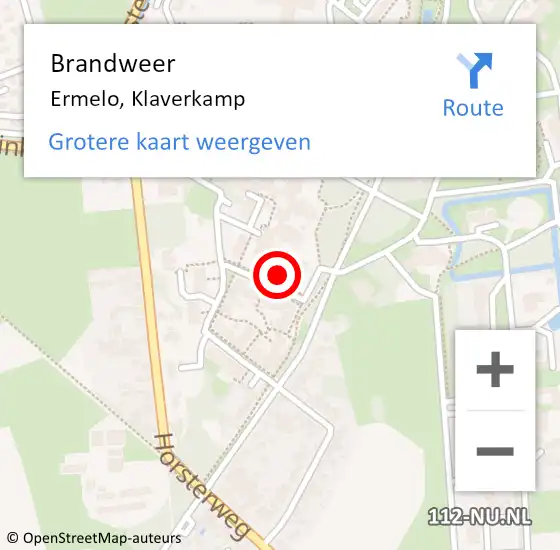 Locatie op kaart van de 112 melding: Brandweer Ermelo, Klaverkamp op 2 december 2022 10:21