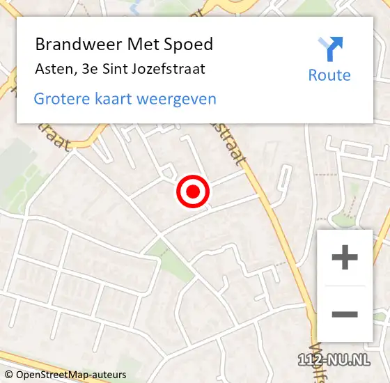 Locatie op kaart van de 112 melding: Brandweer Met Spoed Naar Asten, 3e Sint Jozefstraat op 2 december 2022 10:25