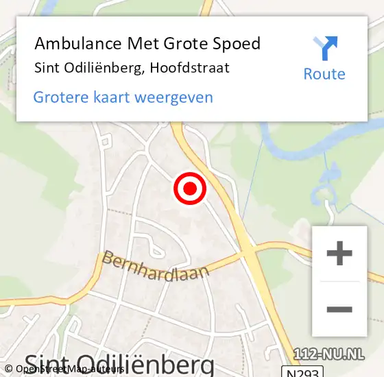 Locatie op kaart van de 112 melding: Ambulance Met Grote Spoed Naar Sint Odiliënberg, Hoofdstraat op 2 december 2022 10:30
