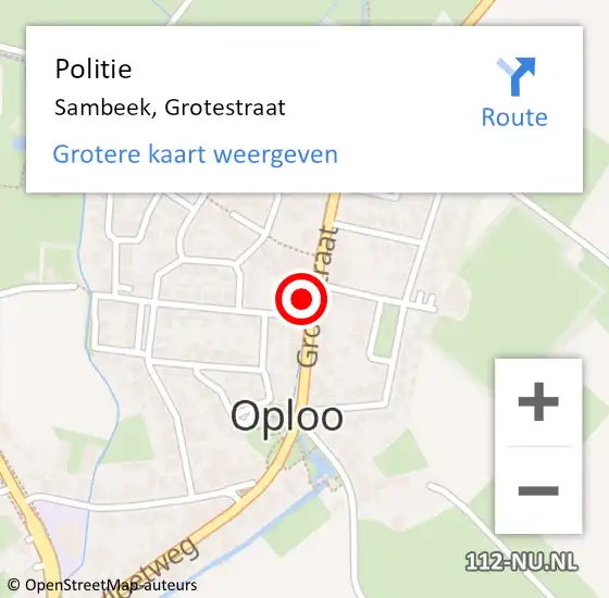Locatie op kaart van de 112 melding: Politie Sambeek, Grotestraat op 2 december 2022 10:52