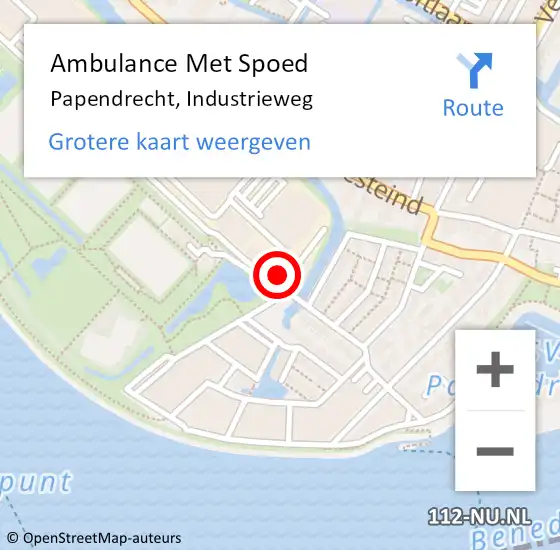 Locatie op kaart van de 112 melding: Ambulance Met Spoed Naar Papendrecht, Industrieweg op 2 december 2022 11:56