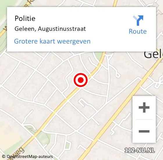 Locatie op kaart van de 112 melding: Politie Geleen, Augustinusstraat op 2 december 2022 12:10