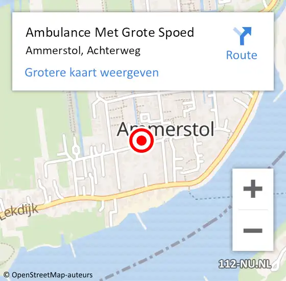 Locatie op kaart van de 112 melding: Ambulance Met Grote Spoed Naar Ammerstol, Achterweg op 2 december 2022 12:13