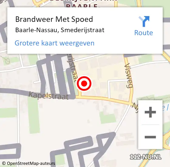 Locatie op kaart van de 112 melding: Brandweer Met Spoed Naar Baarle-Nassau, Smederijstraat op 2 december 2022 12:16