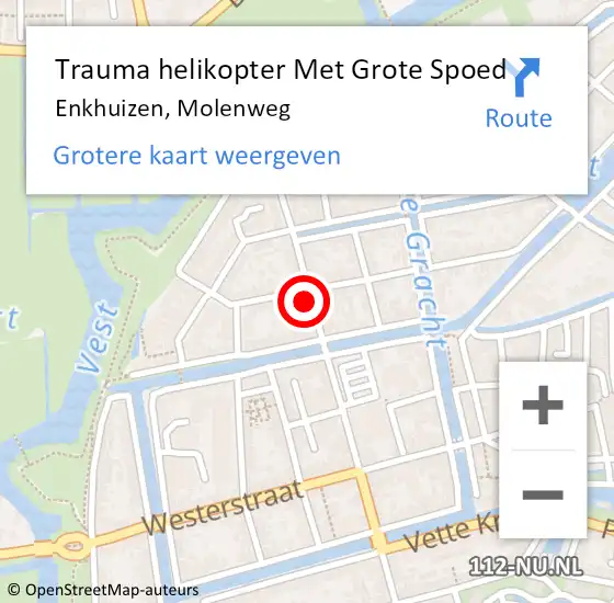 Locatie op kaart van de 112 melding: Trauma helikopter Met Grote Spoed Naar Enkhuizen, Molenweg op 2 december 2022 12:36