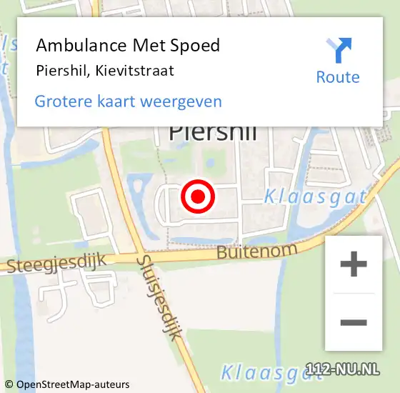 Locatie op kaart van de 112 melding: Ambulance Met Spoed Naar Piershil, Kievitstraat op 2 december 2022 12:44