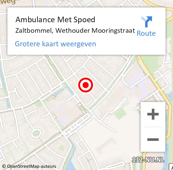 Locatie op kaart van de 112 melding: Ambulance Met Spoed Naar Zaltbommel, Wethouder Mooringstraat op 2 december 2022 12:53