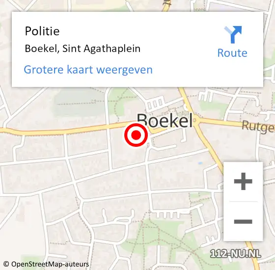 Locatie op kaart van de 112 melding: Politie Boekel, Sint Agathaplein op 2 december 2022 12:54
