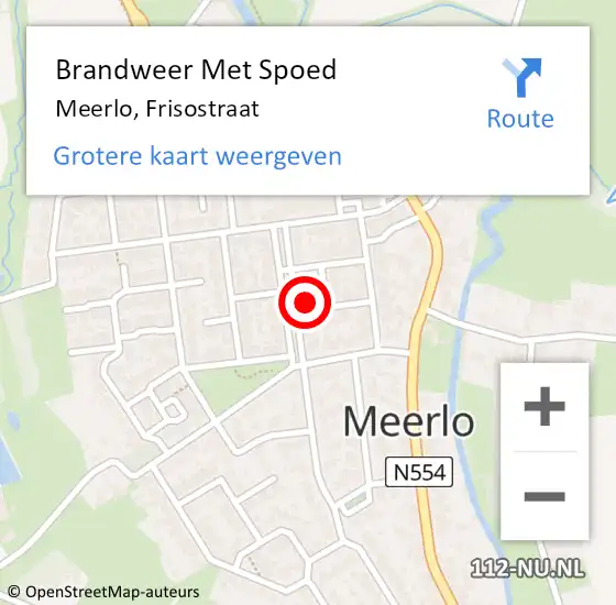 Locatie op kaart van de 112 melding: Brandweer Met Spoed Naar Meerlo, Frisostraat op 2 december 2022 13:11