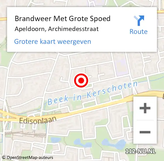 Locatie op kaart van de 112 melding: Brandweer Met Grote Spoed Naar Apeldoorn, Archimedesstraat op 2 december 2022 13:32