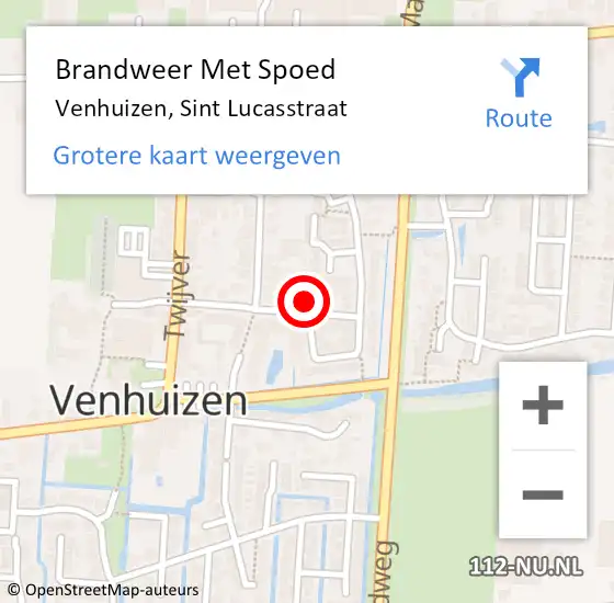 Locatie op kaart van de 112 melding: Brandweer Met Spoed Naar Venhuizen, Sint Lucasstraat op 2 december 2022 13:40