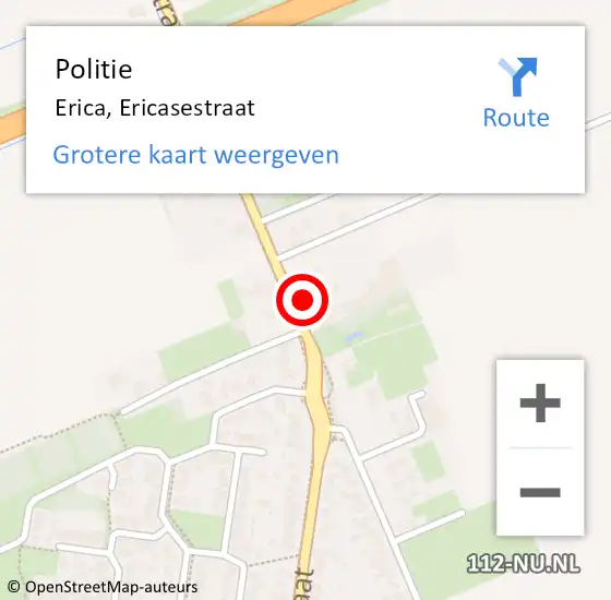 Locatie op kaart van de 112 melding: Politie Erica, Ericasestraat op 2 december 2022 13:53