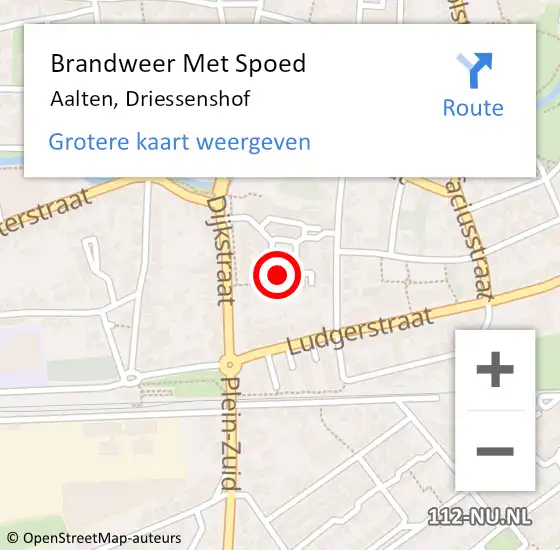 Locatie op kaart van de 112 melding: Brandweer Met Spoed Naar Aalten, Driessenshof op 2 december 2022 14:35