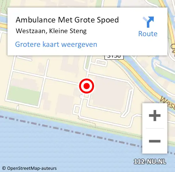 Locatie op kaart van de 112 melding: Ambulance Met Grote Spoed Naar Westzaan, Kleine Steng op 2 december 2022 14:47