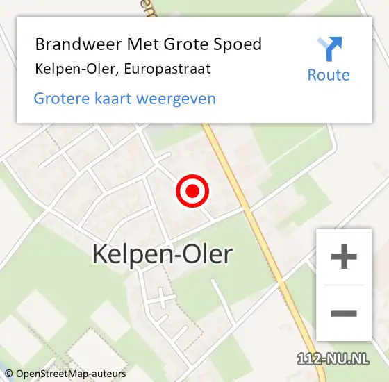 Locatie op kaart van de 112 melding: Brandweer Met Grote Spoed Naar Kelpen-Oler, Europastraat op 2 december 2022 15:00