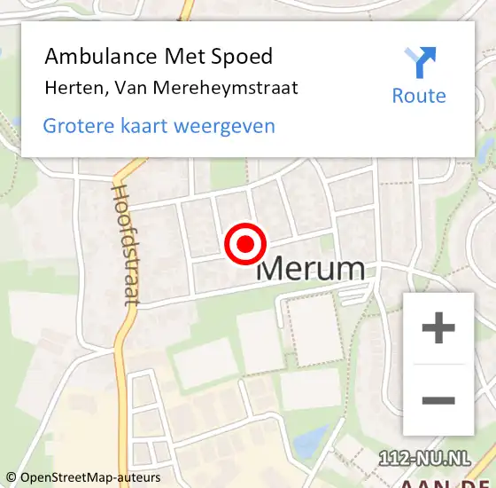 Locatie op kaart van de 112 melding: Ambulance Met Spoed Naar Herten, Van Mereheymstraat op 2 december 2022 15:08