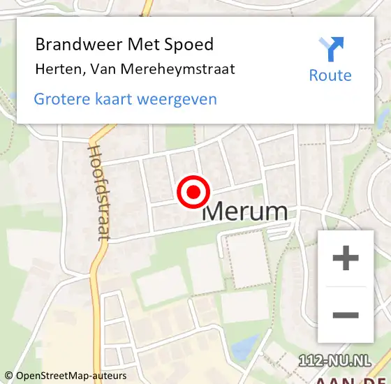 Locatie op kaart van de 112 melding: Brandweer Met Spoed Naar Herten, Van Mereheymstraat op 2 december 2022 15:16