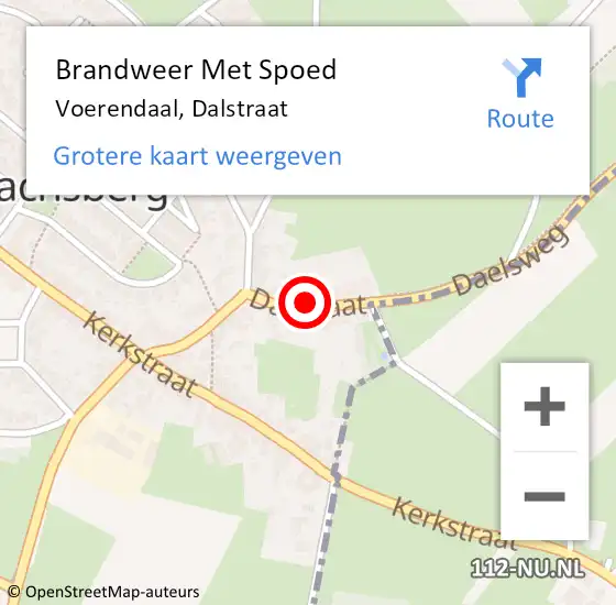 Locatie op kaart van de 112 melding: Brandweer Met Spoed Naar Voerendaal, Dalstraat op 2 december 2022 15:23